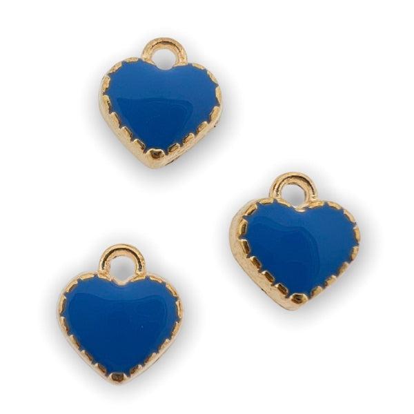 Bedel emaille mini hartje blauw-goud 8mm-bedels-Kraaltjes van Renate