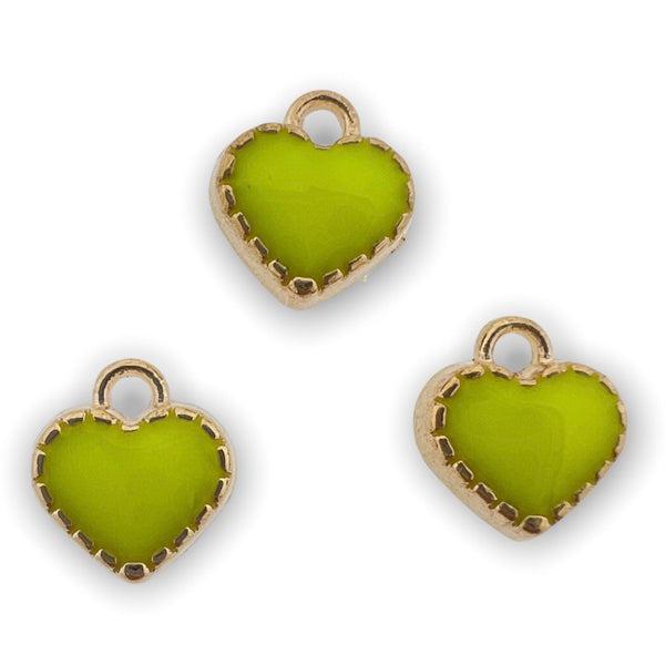 Bedel emaille mini hartje geel-goud 8mm-bedels-Kraaltjes van Renate