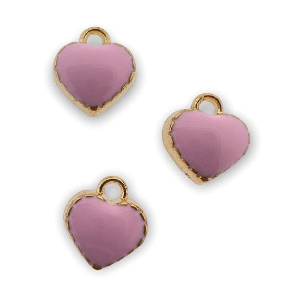 Bedel emaille mini hartje lichtroze-goud 8mm-bedels-Kraaltjes van Renate