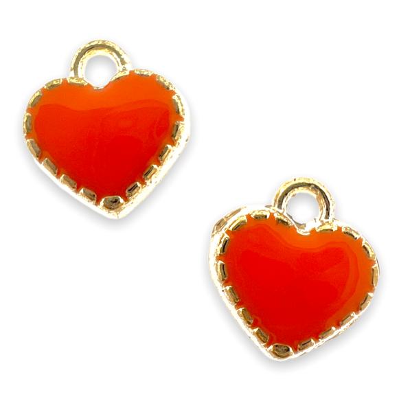 Bedel emaille mini hartje oranje-goud 8mm-bedels-Kraaltjes van Renate
