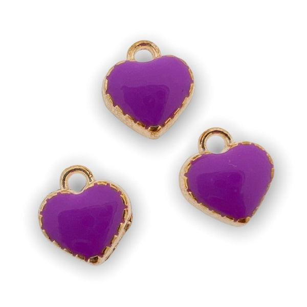Bedel emaille mini hartje paars-goud 8mm-bedels-Kraaltjes van Renate
