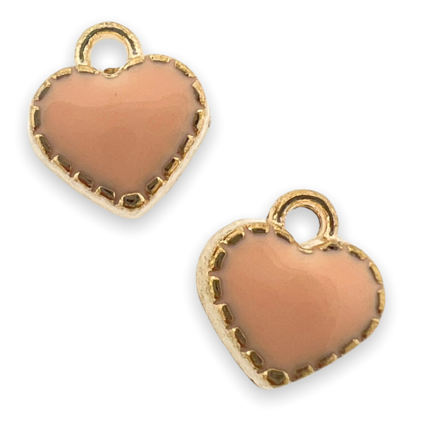 Bedel emaille mini hartje peach-goud 8mm-bedels-Kraaltjes van Renate