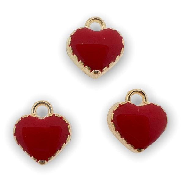 Bedel emaille mini hartje rood-goud 8mm-bedels-Kraaltjes van Renate