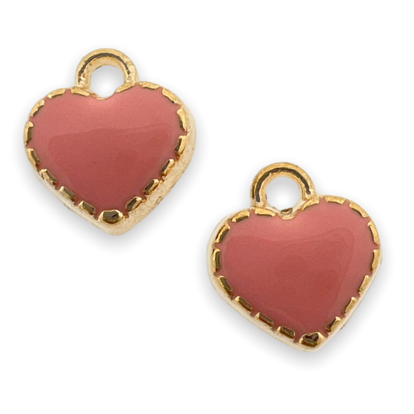 Bedel emaille mini hartje roze-goud 8mm-bedels-Kraaltjes van Renate