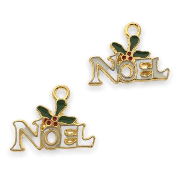 Bedel emaille noel wit goud 15x19mm-bedels-Kraaltjes van Renate