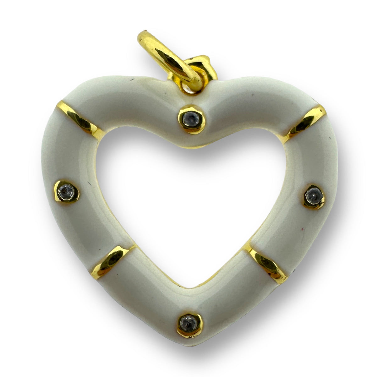 Bedel emaille open hart met steentjes gold plated 18mm-bedels-Kraaltjes van Renate