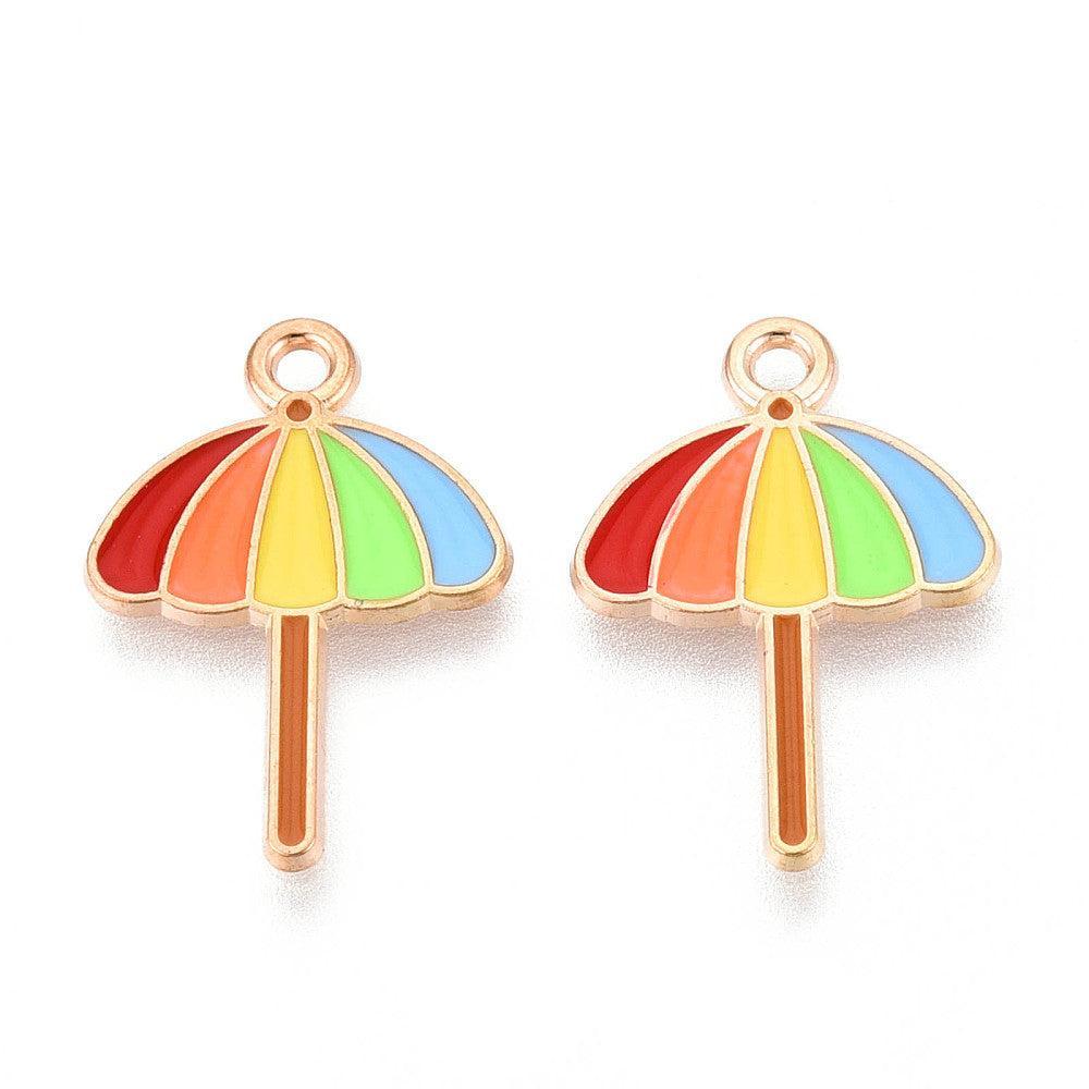 Bedel emaille paraplu goud 21,5mm - per stuk-bedels-Kraaltjes van Renate