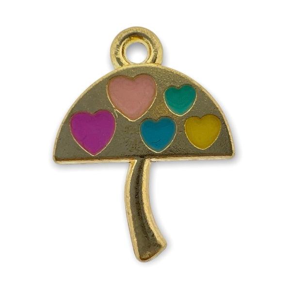 Bedel emaille paraplu multicolor-goud 19x15mm-bedels-Kraaltjes van Renate
