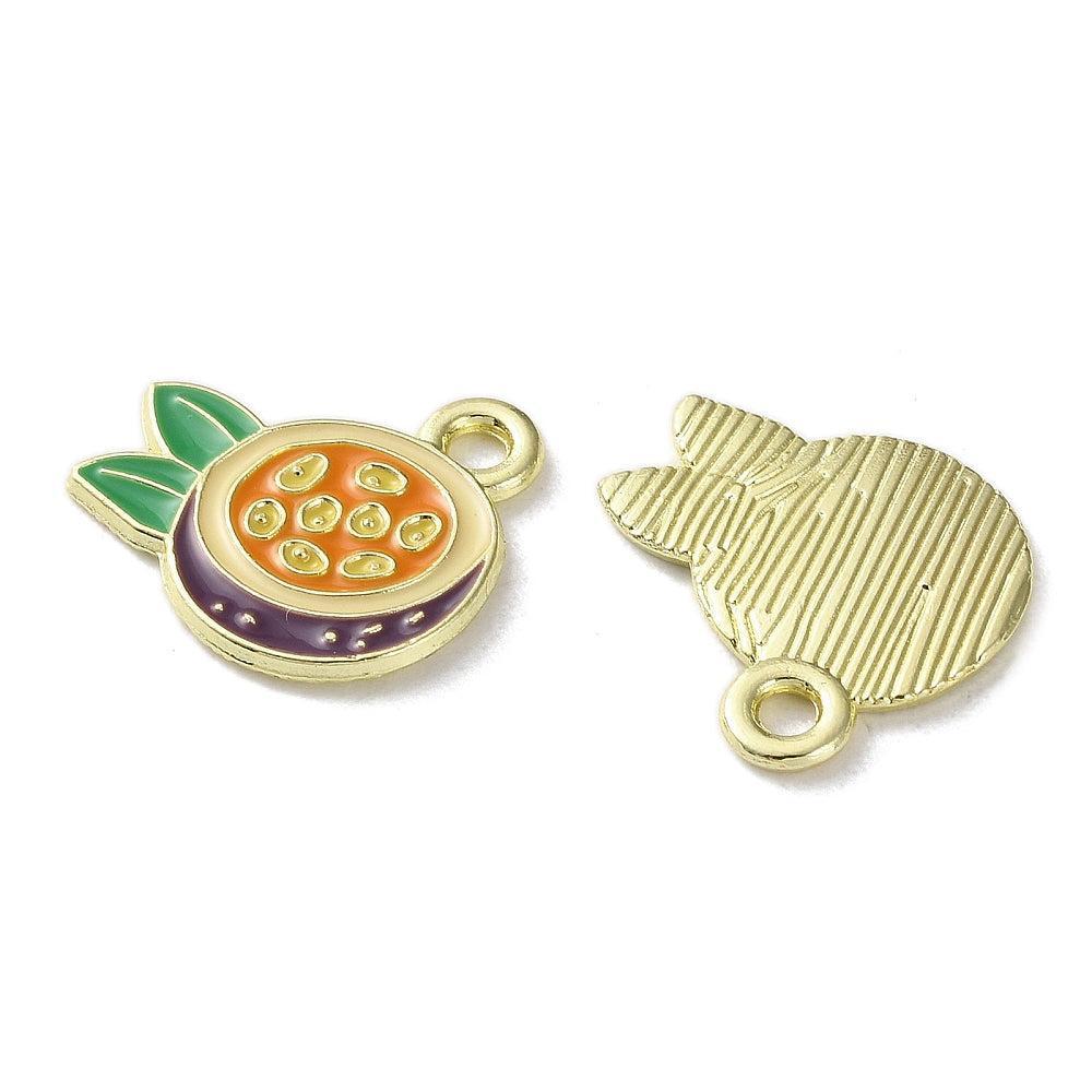 Bedel emaille passievrucht goud 15mm- per stuk-bedels-Kraaltjes van Renate