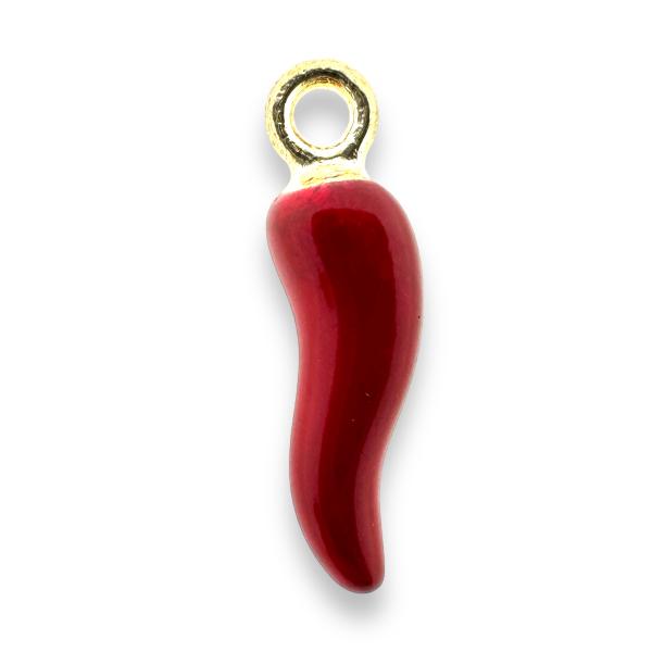 Bedel emaille peper rood 21x6x6mm-bedels-Kraaltjes van Renate