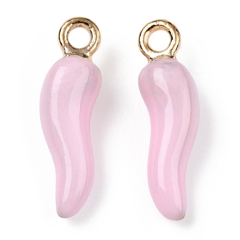 Bedel emaille peper roze goud 21mm-bedels-Kraaltjes van Renate