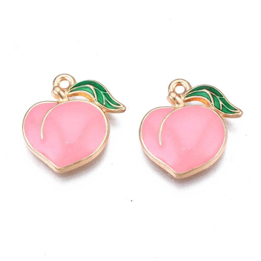 Bedel emaille perzik lichtroze/goud 17x16x3mm-bedels-Kraaltjes van Renate