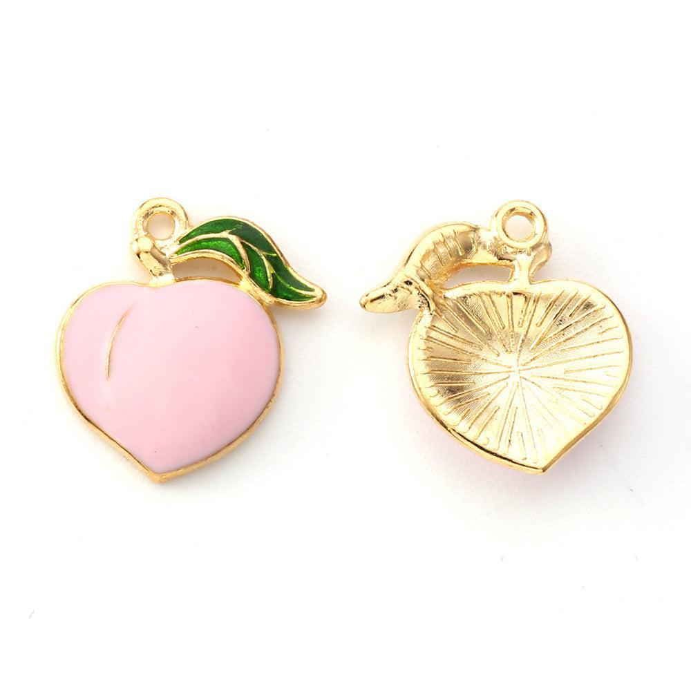 Bedel emaille perzik roze goud 17mm- per stuk-bedels-Kraaltjes van Renate