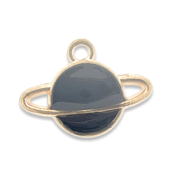 Bedel emaille planeet zwart goud 18mm-bedels-Kraaltjes van Renate