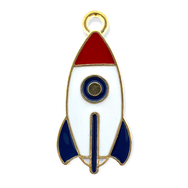 Bedel emaille raket goud 27x13mm-bedels-Kraaltjes van Renate