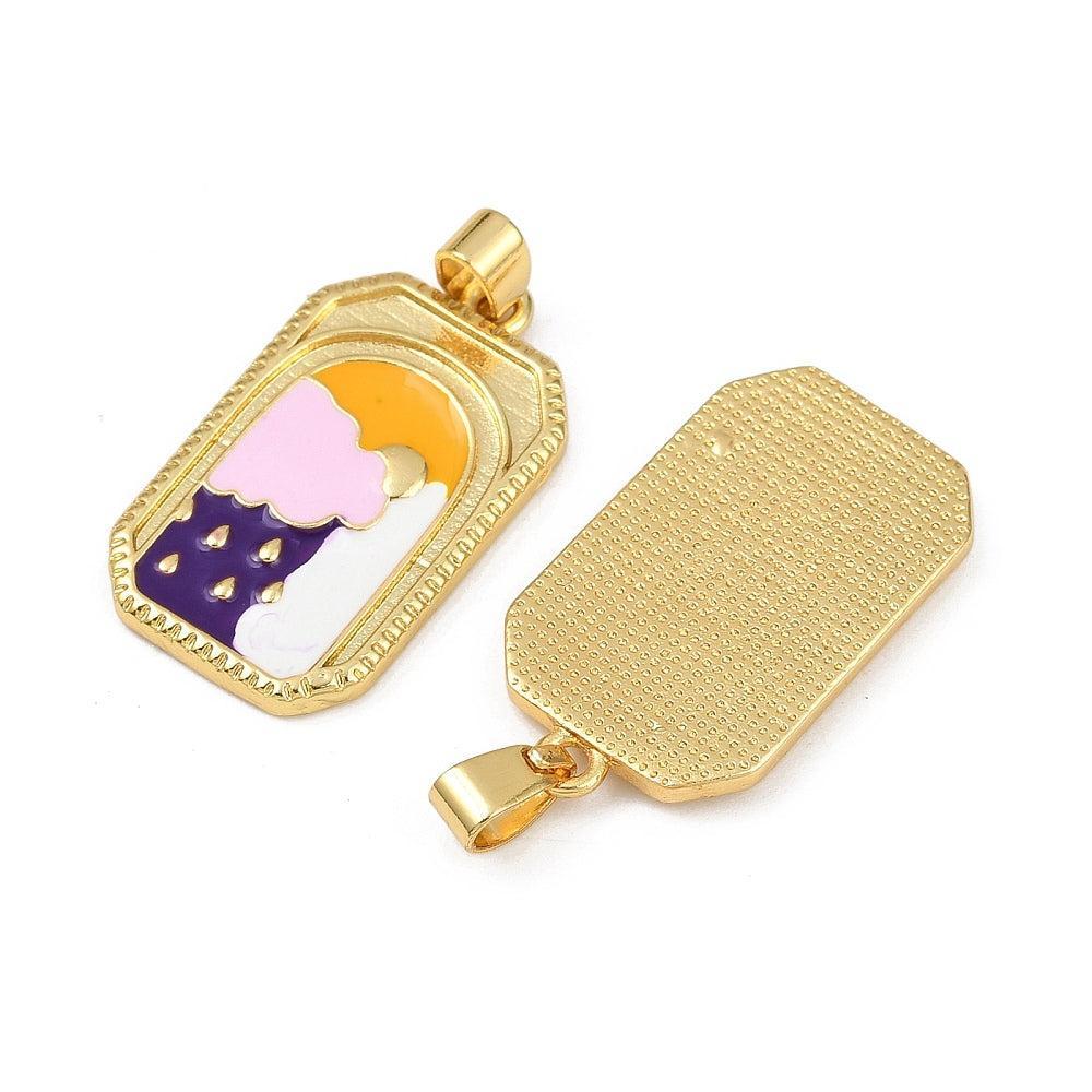 Bedel emaille rechthoek cloud brass goud 27,5mm - per stuk-bedels-Kraaltjes van Renate