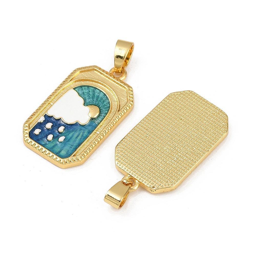 Bedel emaille rechthoek cloud brass goud 27,5mm - per stuk-bedels-Kraaltjes van Renate