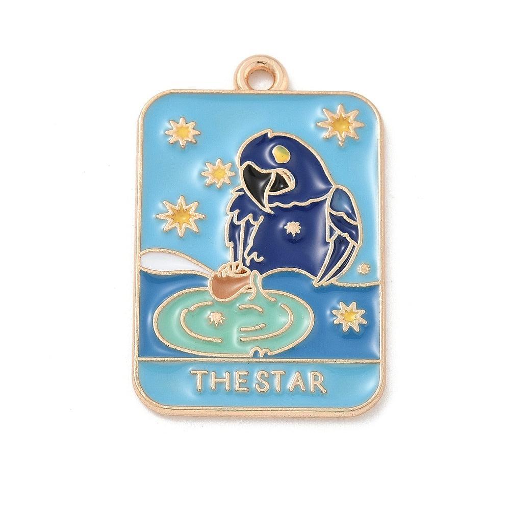Bedel emaille rectangle blauw parrot goud 30mm - per stuk-bedels-Kraaltjes van Renate