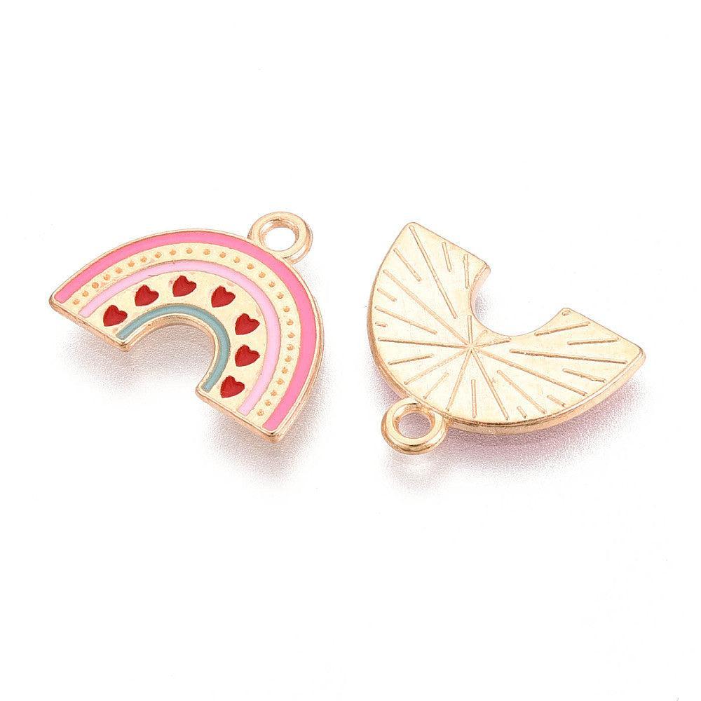 Bedel emaille regenboog goud 14mm - per stuk-bedels-Kraaltjes van Renate