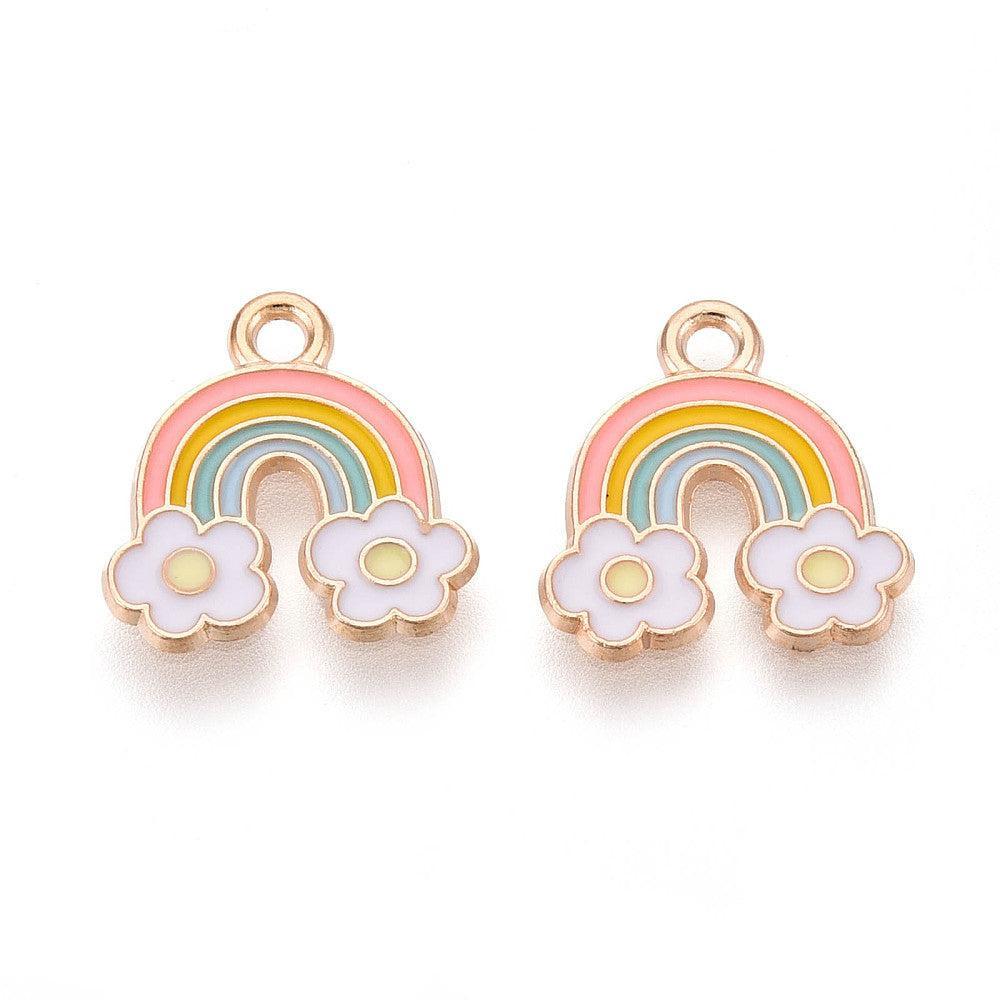 Bedel emaille regenboog goud 15mm - per stuk-bedels-Kraaltjes van Renate