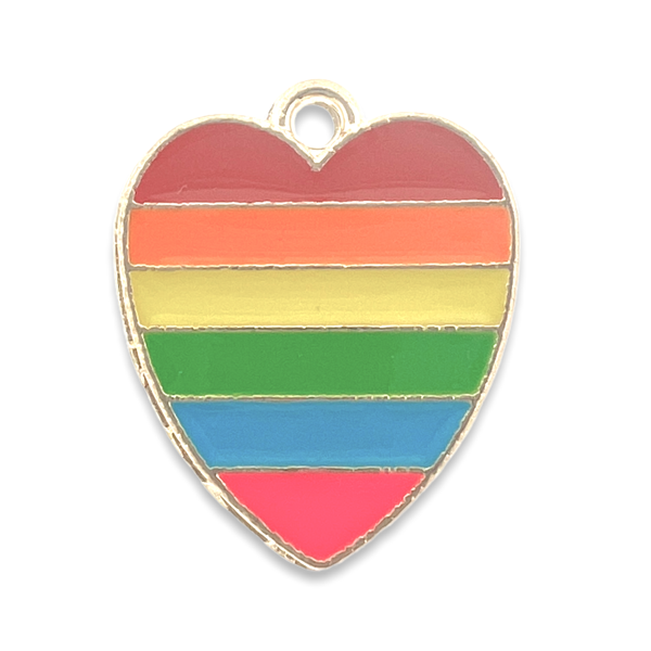 Bedel emaille regenboog hart goud 18mm-bedels-Kraaltjes van Renate