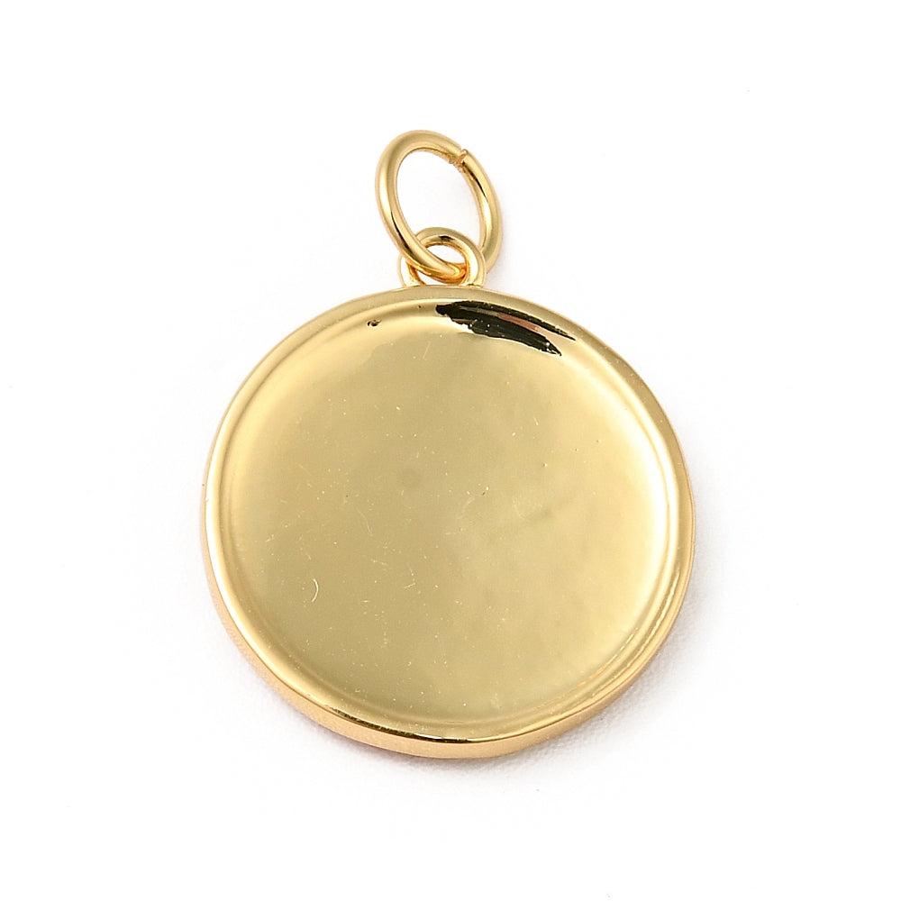 Bedel emaille rond zon en maan roze 18K gold plated 17x15mm-bedels-Kraaltjes van Renate