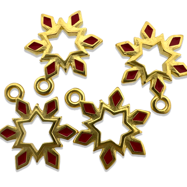 Bedel emaille rood Goud 24K DQ 12,5x17mm-bedels-Kraaltjes van Renate