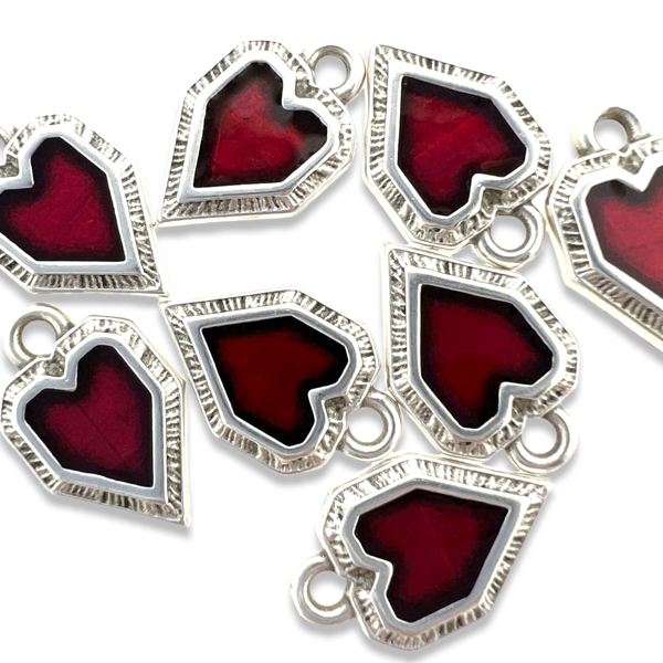 Bedel emaille rood Zilver DQ 9x14mm-bedels-Kraaltjes van Renate