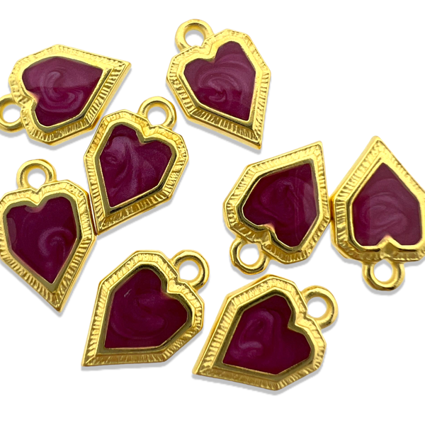 Bedel emaille roze Goud 24K DQ 9x13mm-bedels-Kraaltjes van Renate