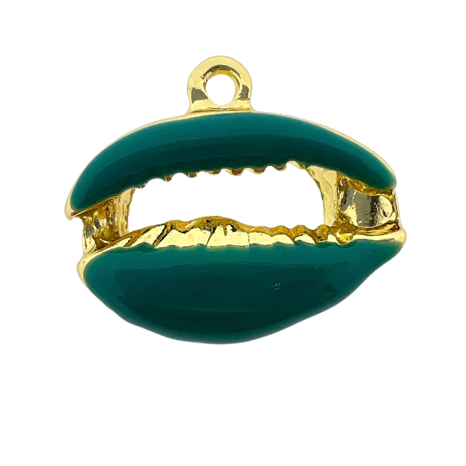 Bedel emaille schelp groen/blauw goud 16.5x19x5.5mm-bedels-Kraaltjes van Renate
