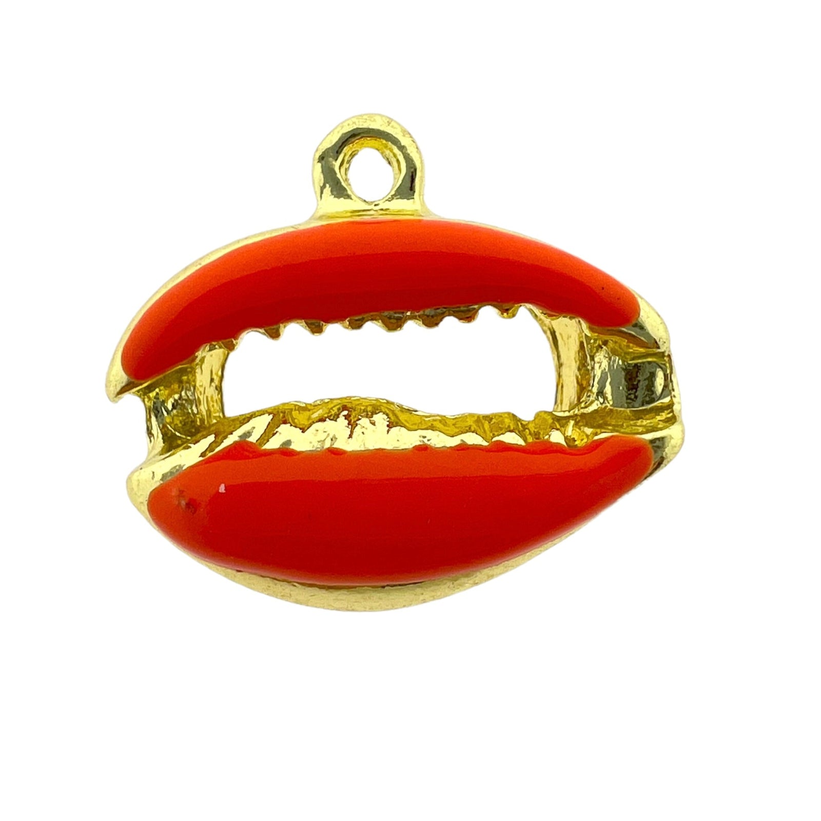 Bedel emaille schelp oranje goud 16.5x19x5.5mm-bedels-Kraaltjes van Renate