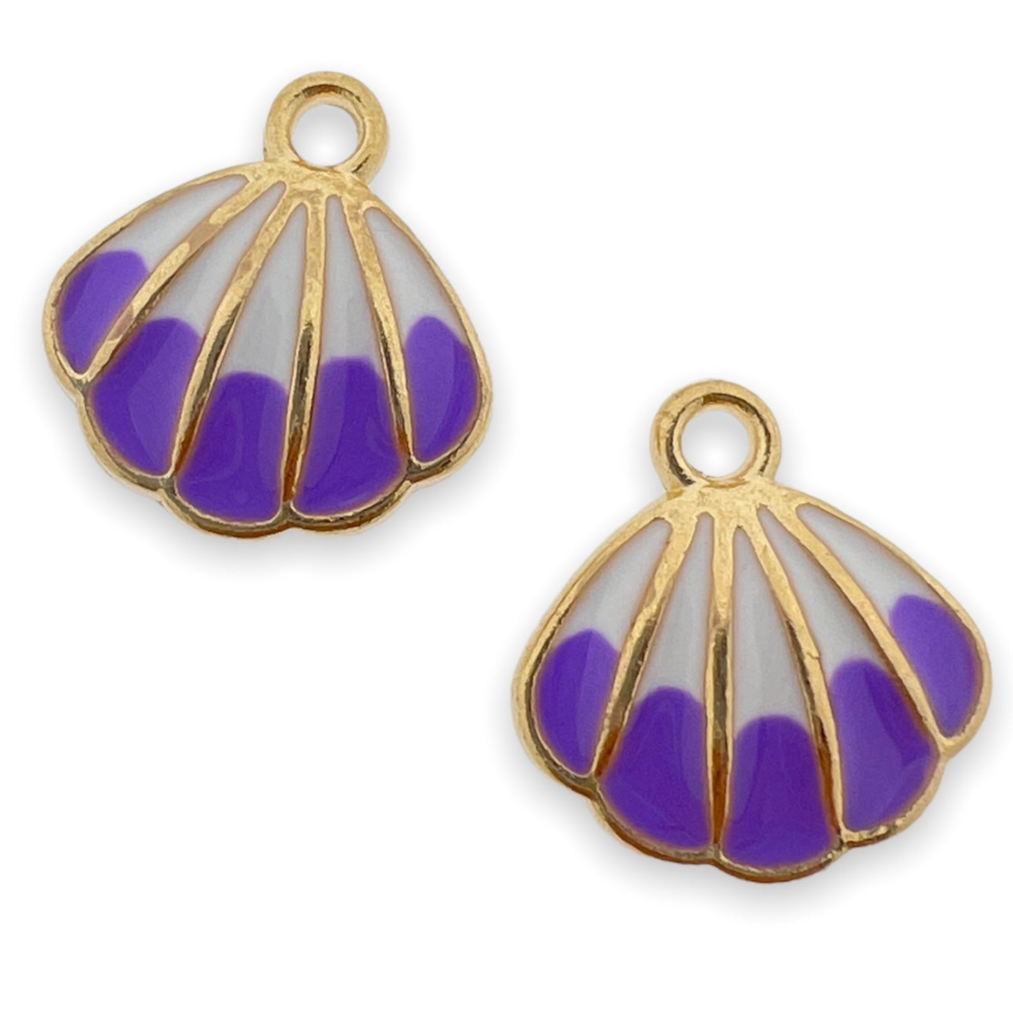 Bedel emaille schelp paars goud 17x16mm-bedels-Kraaltjes van Renate