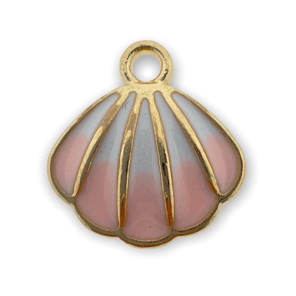 Bedel emaille schelp roze-goud 17x16mm-bedels-Kraaltjes van Renate