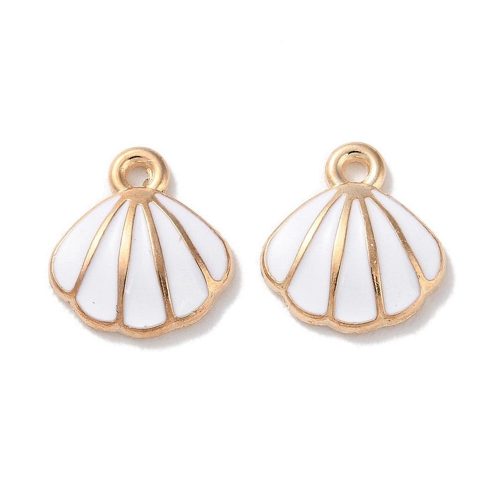 Bedel emaille schelp wit/goud 11x10mm-sluitingen-Kraaltjes van Renate