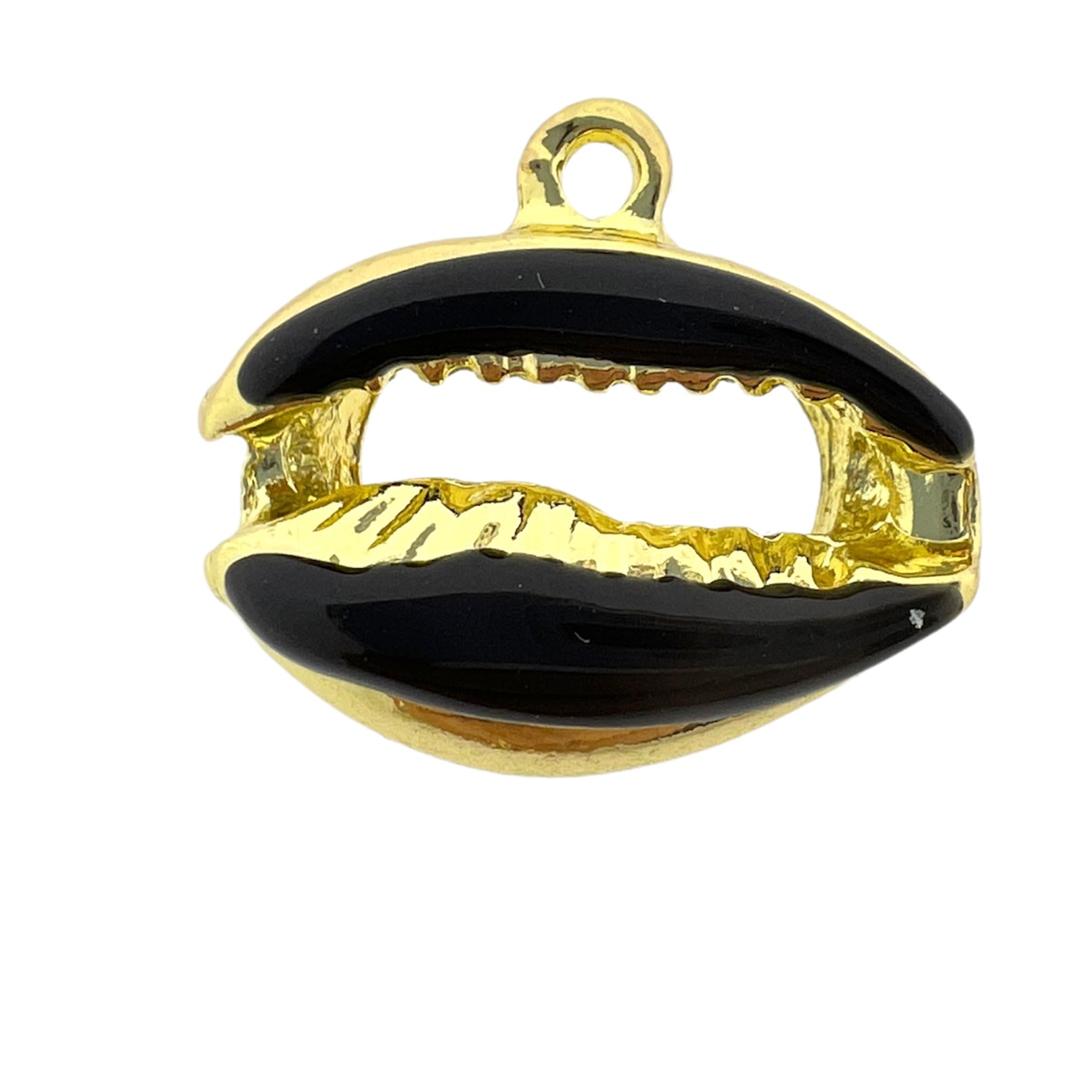 Bedel emaille schelp zwart goud 16.5x19x5.5mm-bedels-Kraaltjes van Renate