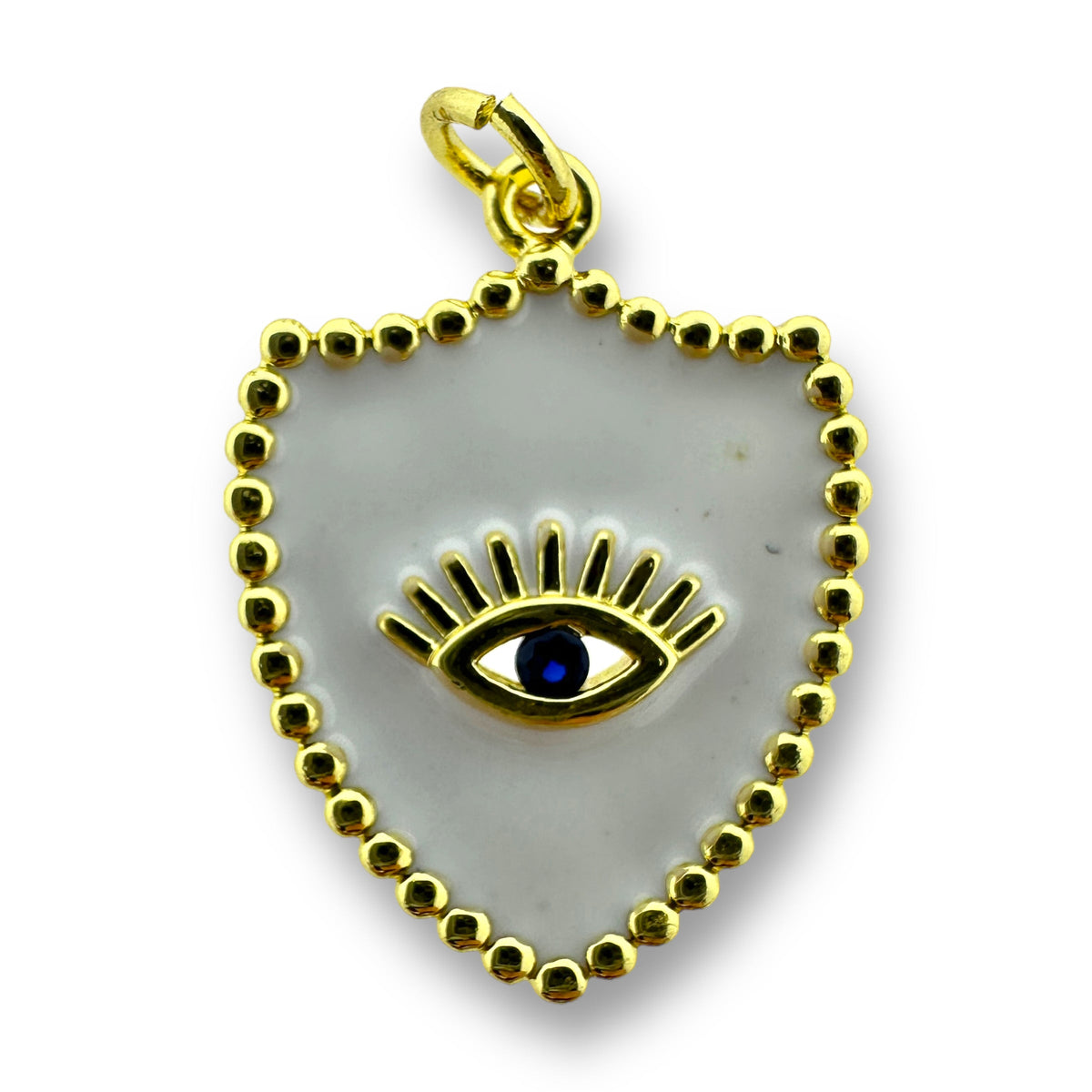 Bedel emaille schild evil eye RVS goud 24x18mm - per stuk-bedels-Kraaltjes van Renate