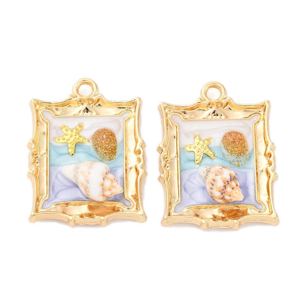 Bedel emaille schilderij strand 25,5mm - per stuk-bedels-Kraaltjes van Renate