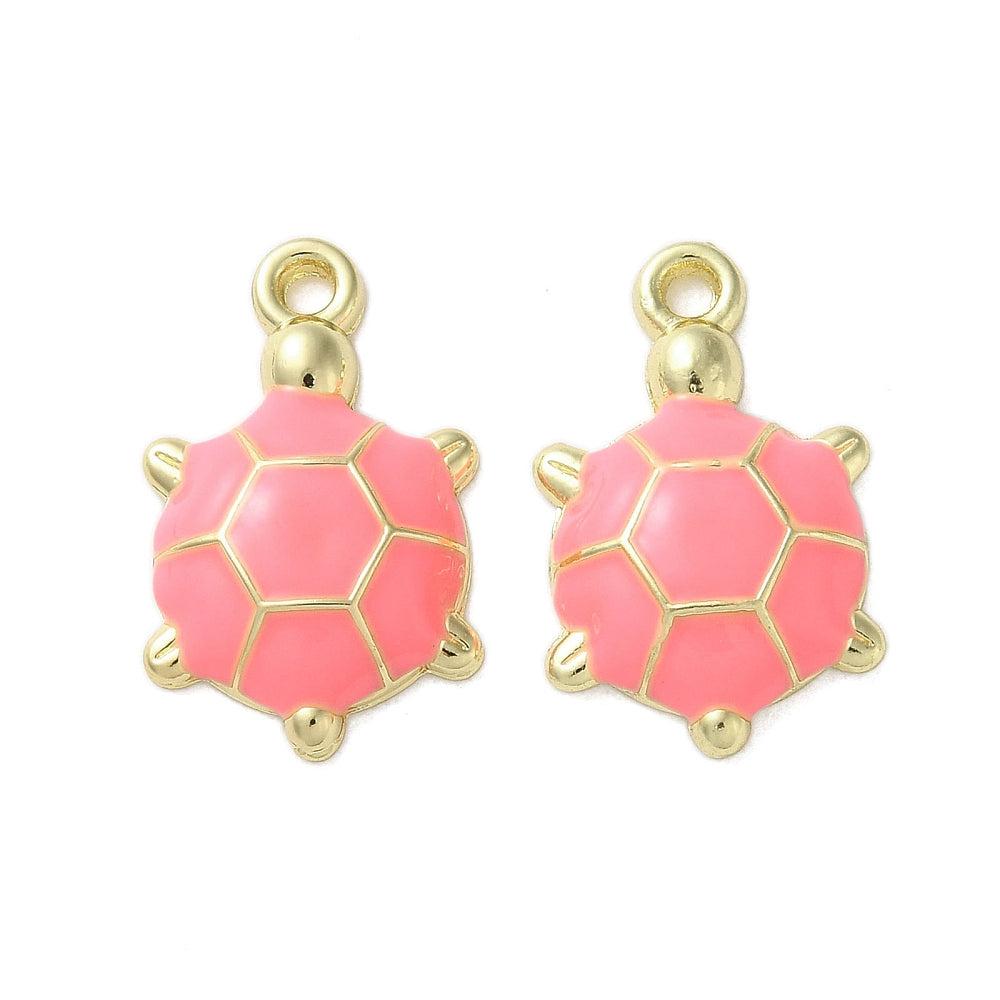 Bedel emaille schildpad goud roze 19mm - per stuk-bedels-Kraaltjes van Renate