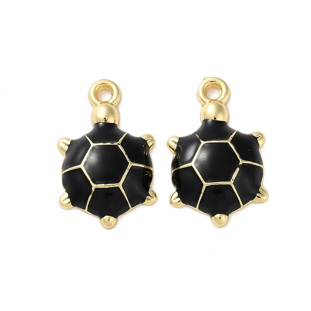 Bedel emaille schildpad goud zwart 19mm - per stuk-bedels-Kraaltjes van Renate