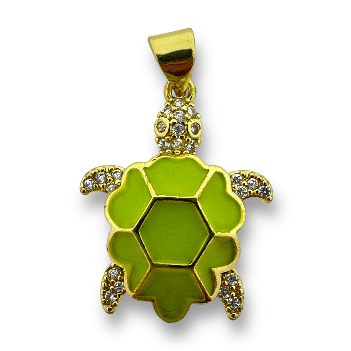 Bedel emaille schildpad met steentjes 16K gold plated 23x18mm-bedels-Kraaltjes van Renate