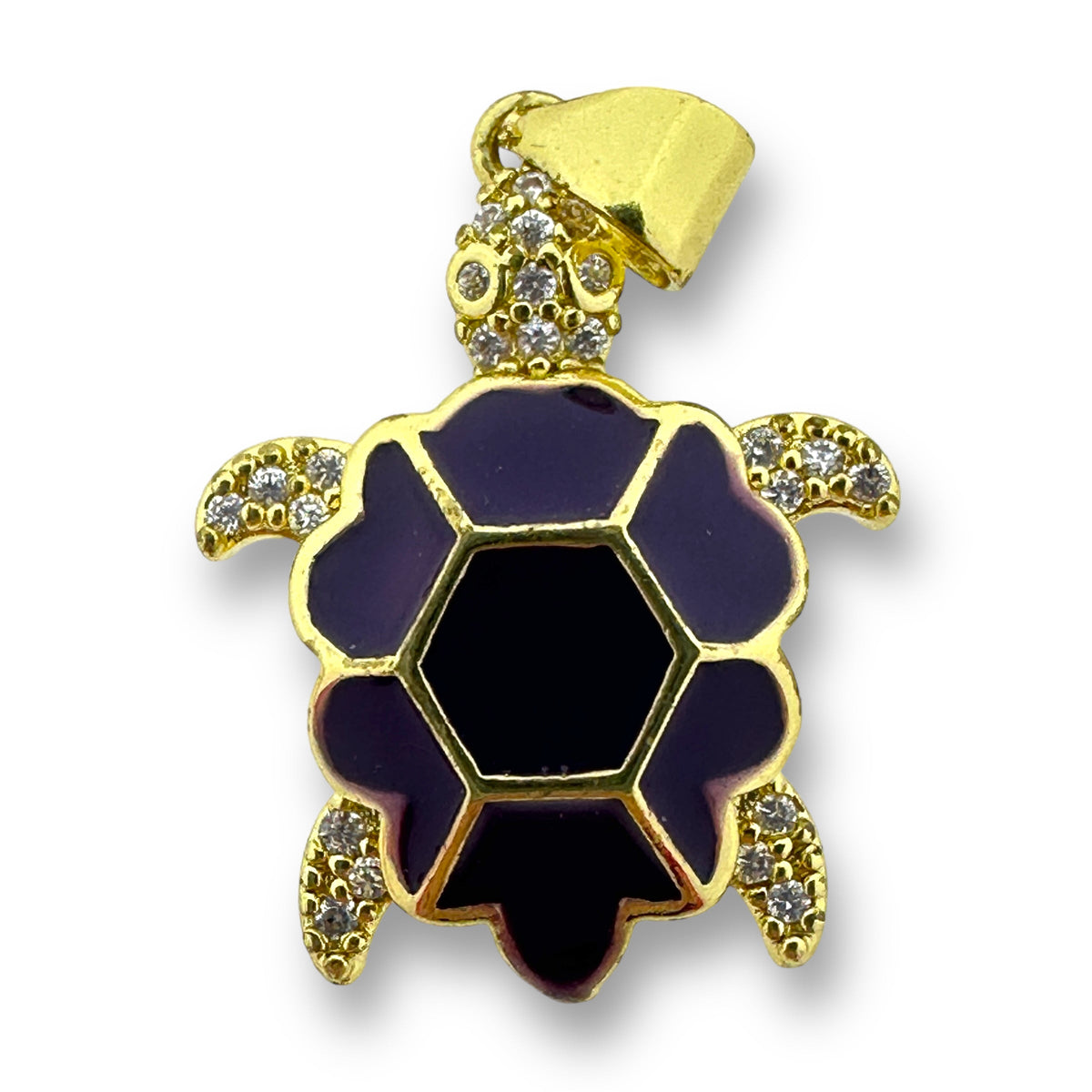 Bedel emaille schildpad met steentjes 16K gold plated 23x18mm-bedels-Kraaltjes van Renate