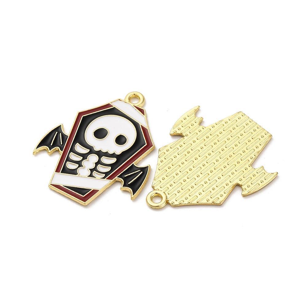 Bedel emaille skelet zwart goudkleurig 26,5mm - per stuk-bedels-Kraaltjes van Renate