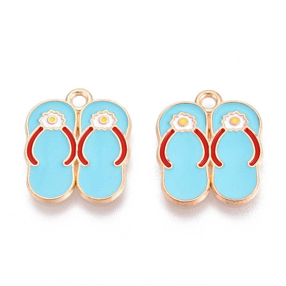 Bedel emaille slippers goud 18mm - per stuk-bedels-Kraaltjes van Renate