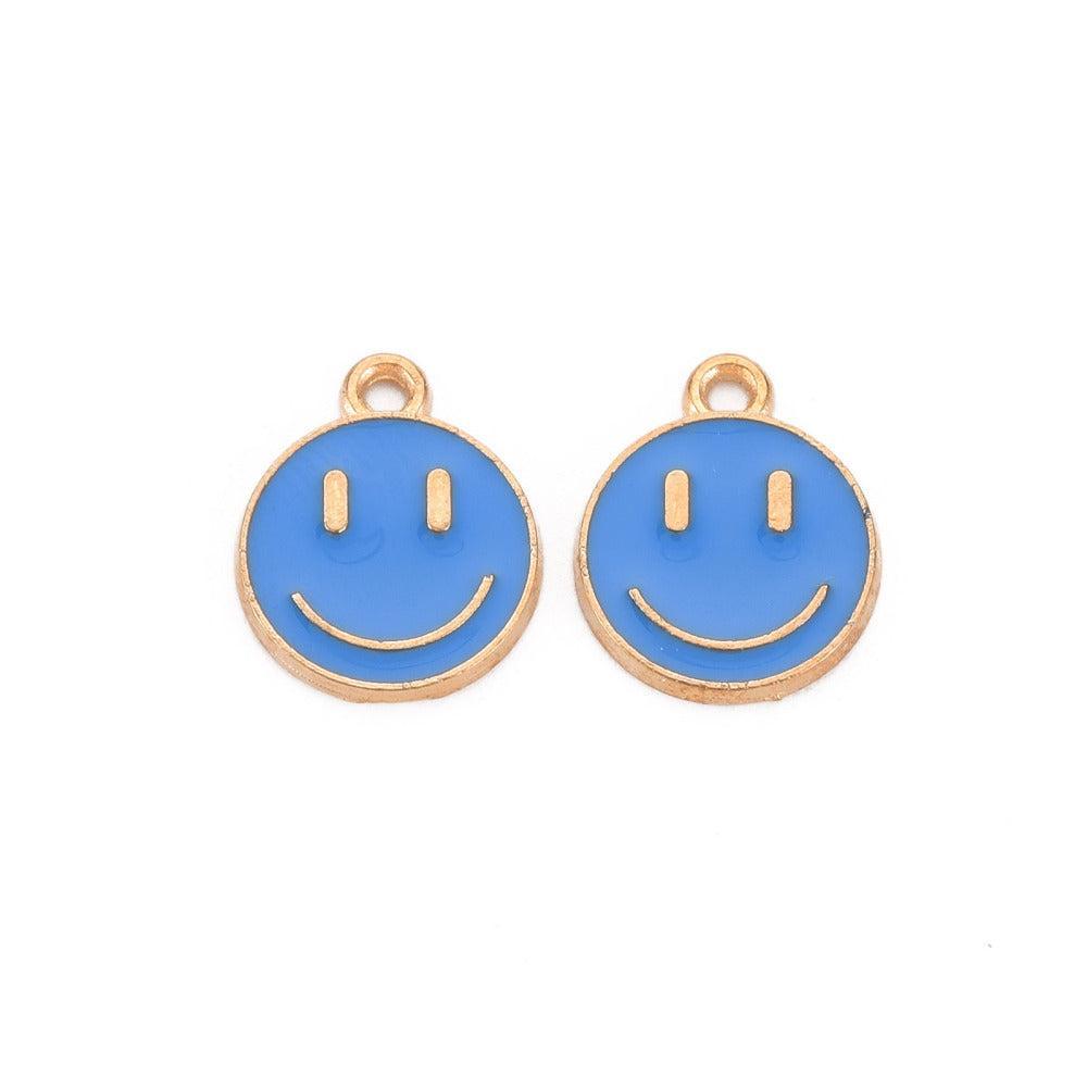Bedel emaille smiley blauw/goud 14.5x12mm-bedels-Kraaltjes van Renate