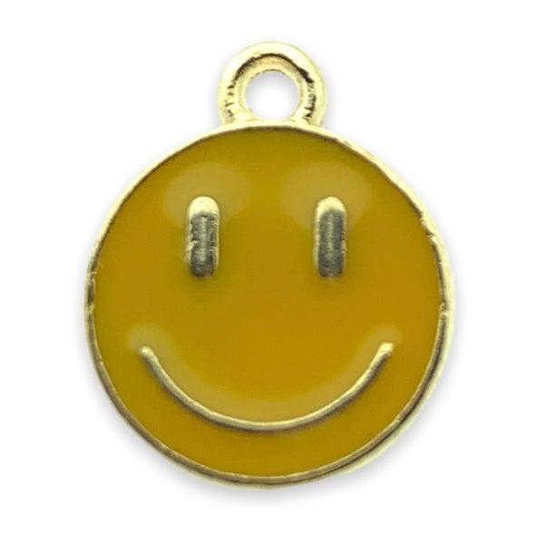 Bedel emaille smiley geel goud 14x12mm-bedels-Kraaltjes van Renate