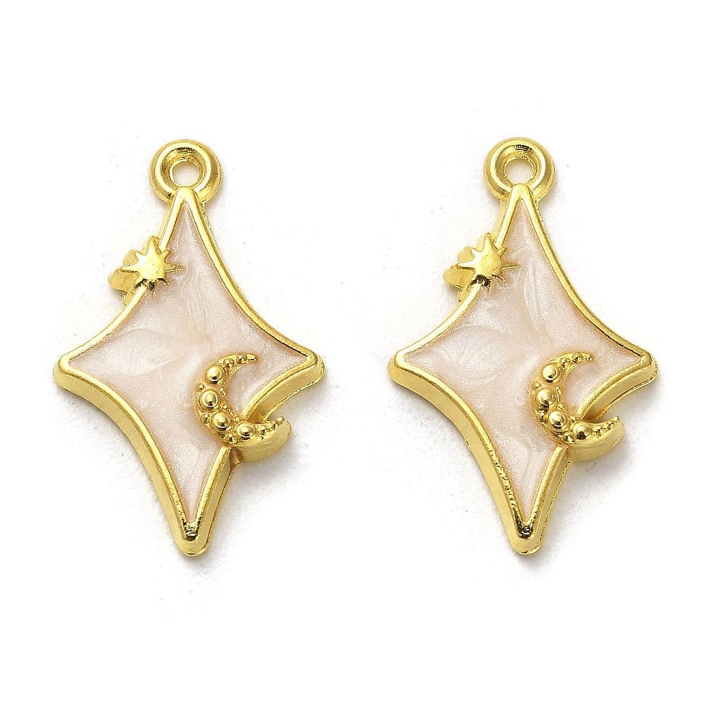 Bedel emaille star/moon goud 24x15mm- per stuk-bedels-Kraaltjes van Renate