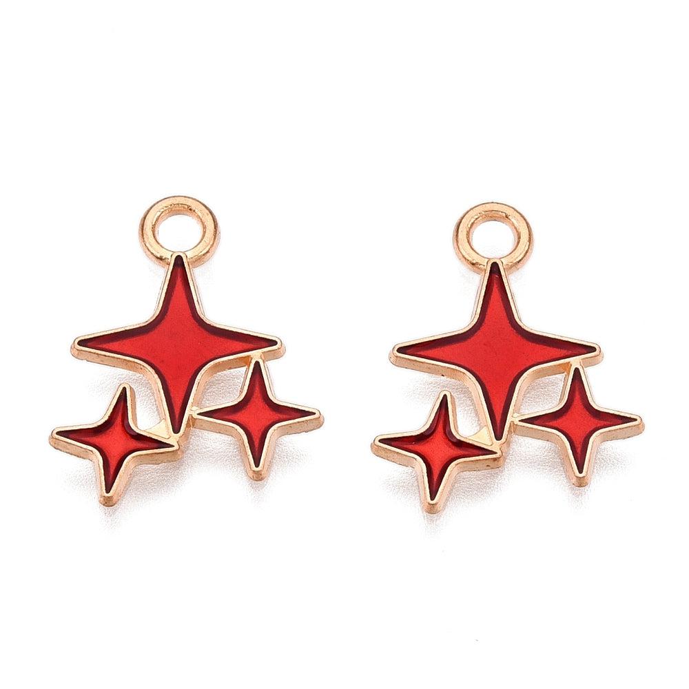 Bedel emaille ster rood goud 18x14mm-bedels-Kraaltjes van Renate