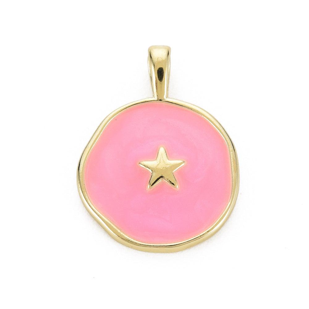 Bedel emaille ster roze 20x15mm-bedels-Kraaltjes van Renate