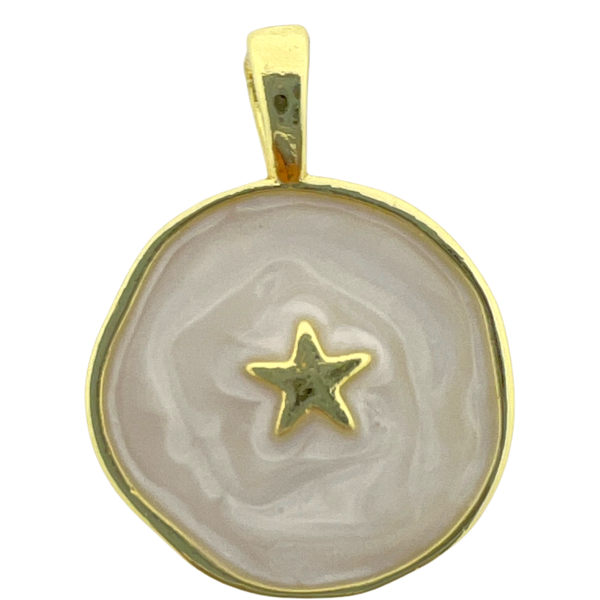 Bedel emaille ster wit 19x14mm-bedels-Kraaltjes van Renate