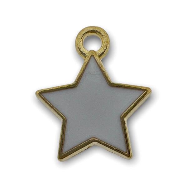 Bedel emaille ster wit-goud 14x12mm-bedels-Kraaltjes van Renate